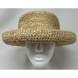 Scala Collezione Rolled Brim Hat Natural Fiber One Size Perfect For Travel Beach